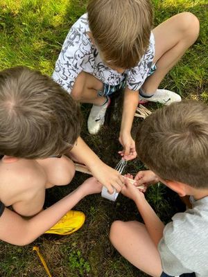 zdjęcie kolorowe, na zdjęciu uczestnicy rajdu podczas konkurencji sportowych