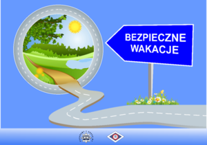 obrazek kolorowy, na obrazku napis bezpieczne wakacje
